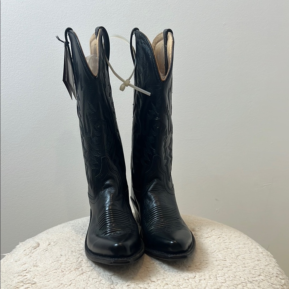 Old West Black Heeled Boots